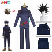ANIMECC Fushiguro Megumi Jujutsu Kaisen Cosplay Costume Wig Bule Black Uniform Top + Pants Halloween Party for Men Boy S-XXL 1