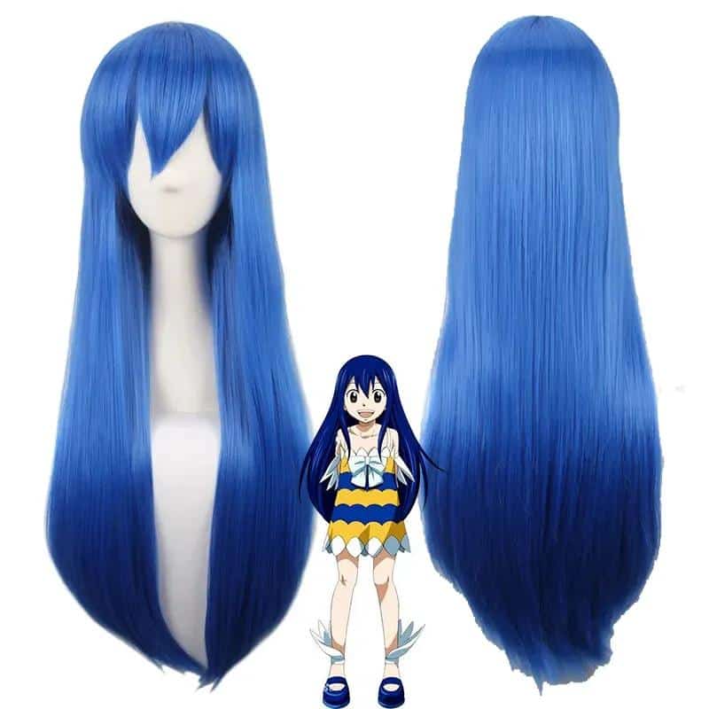 Anime Fairy Tail Women Wendy Marvell Cosplay Wig Wendy Marvell Blue Long Straight Hair Wig Costumes 1