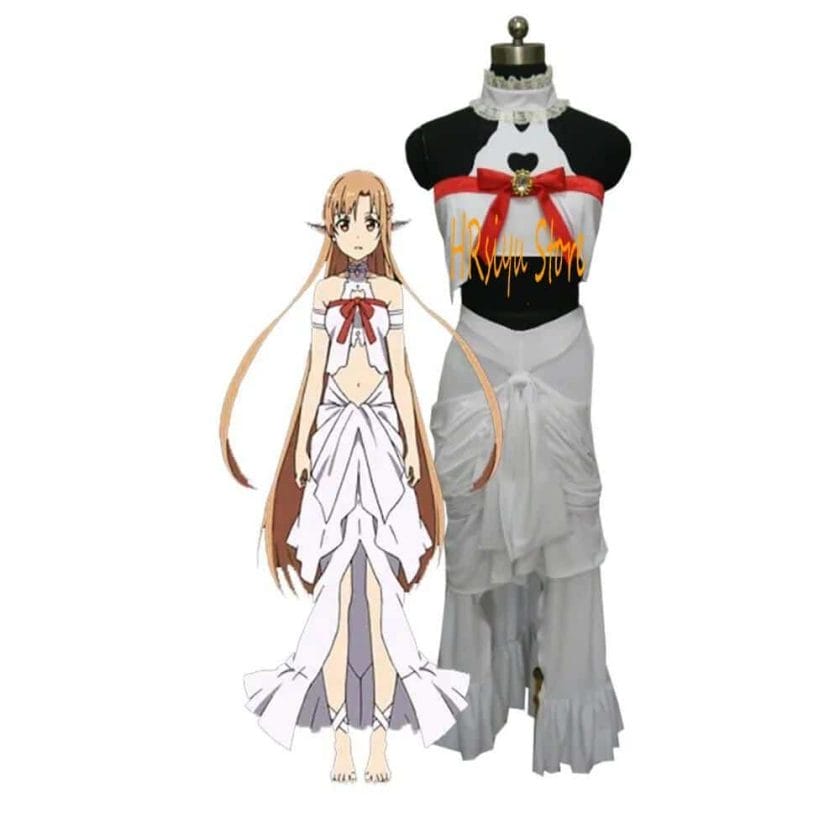Anime Cosplay Asuna Yuuki Costume for Women Full Set White Dress Halloween  Party  cos 1