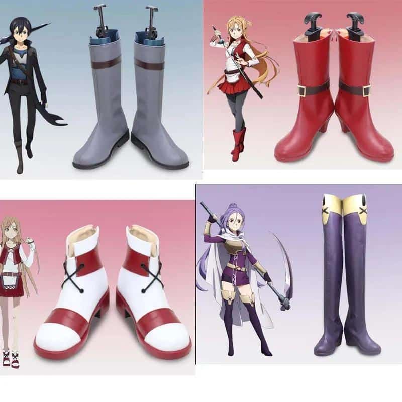 Anime SAO Tozawa Misumi Mito Shoes Sword Art Online Aria of a Starless Night Yuuki Asuna Cosplay Kirigaya Kazuto Kirito Boots 1