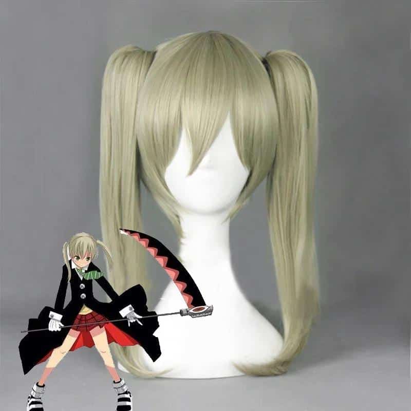 Anime Soul Eater Maka Albarn Cosplay Wigs Linen Double ponytail Heat Resistant Synthetic Hair Wig   Wig Cap 1