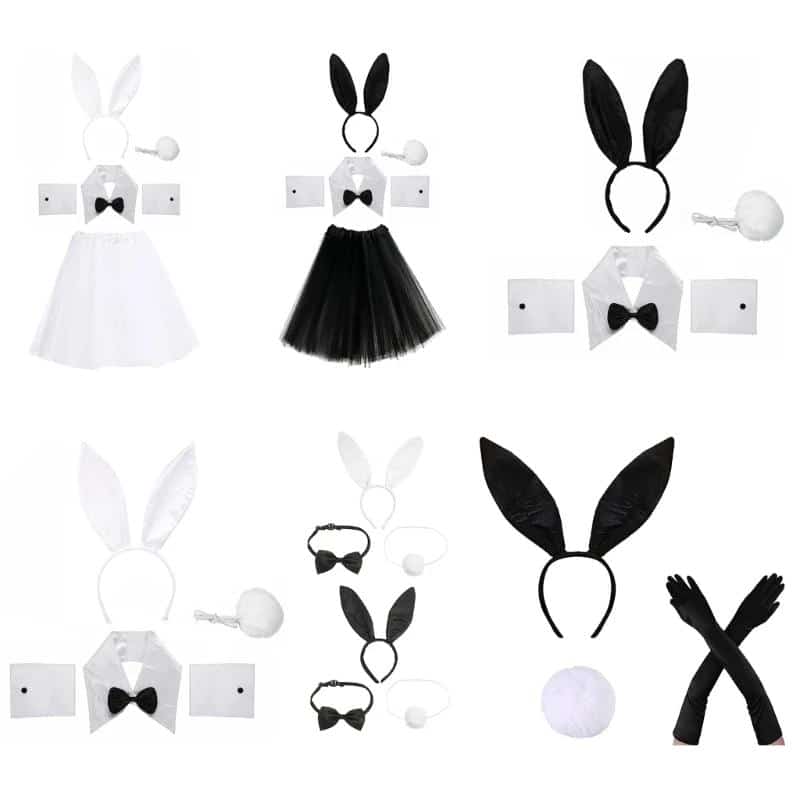 Rabbit Costume Easter Bunny Costume Set Bunny Cosplay Headband Tail Collar 1