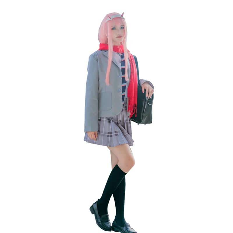 DARLING in the FRANXX Uniform Outfit Suit Anime Code 002 Cosplay Costume Halloween Clothes coat+shirt+skirt+tie+scarf+socks 11 1