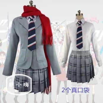 DARLING in the FRANXX Uniform Outfit Suit Anime Code 002 Cosplay Costume Halloween Clothes coat+shirt+skirt+tie+scarf+socks 11 5