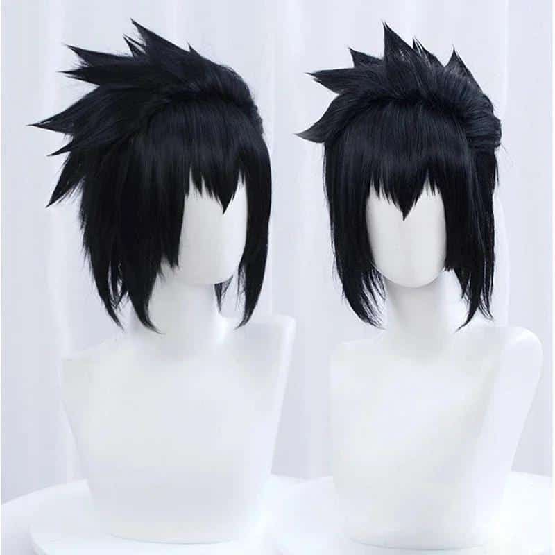 Sasuke Uchiha Cosplay Wig Men Short Black Cosplay Anime Cosplay Wig Heat Resistant Synthetic Hair Wigs   Free Wig Cap 1