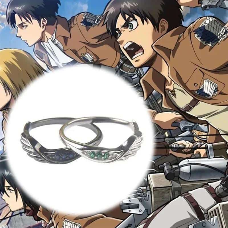 Anime Attack On Titan Shingeki No Kyojin Ring Cosplay Eren Jaeger Levi Ackerman Adjustable Opening Rings Couple Jewelry Gifts 1