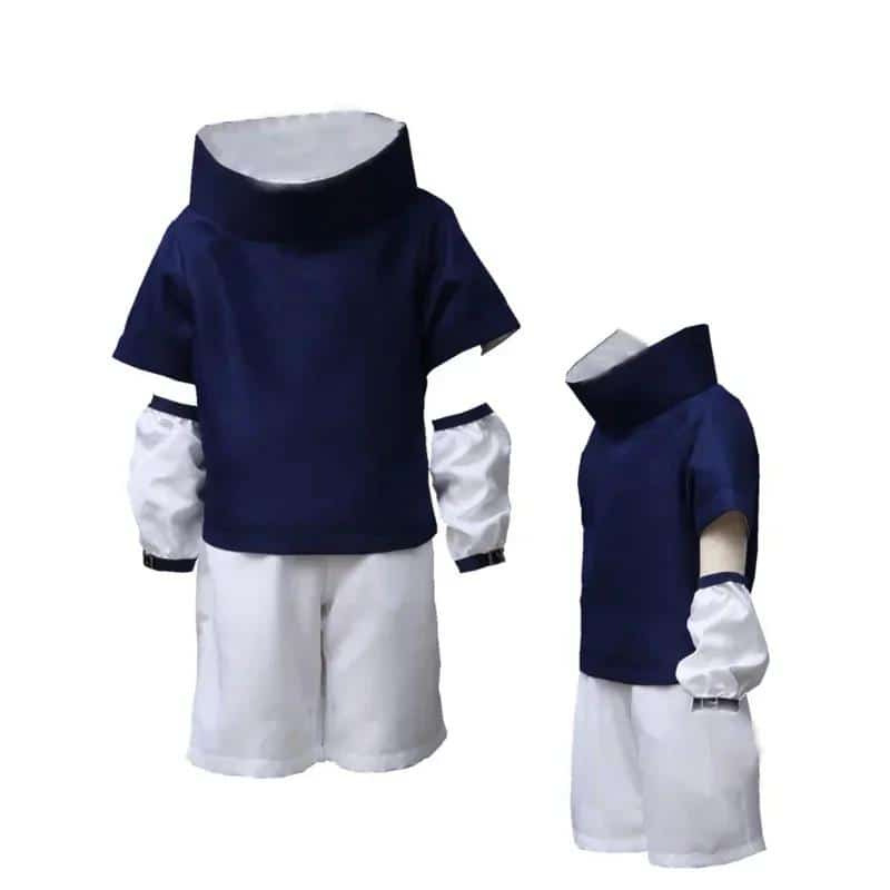 Anime cosplay Cafiona Hot Sale Anime Uchiha Sasuke Cosplay Costume Halloween Blue Jacket White trousers for Child 1