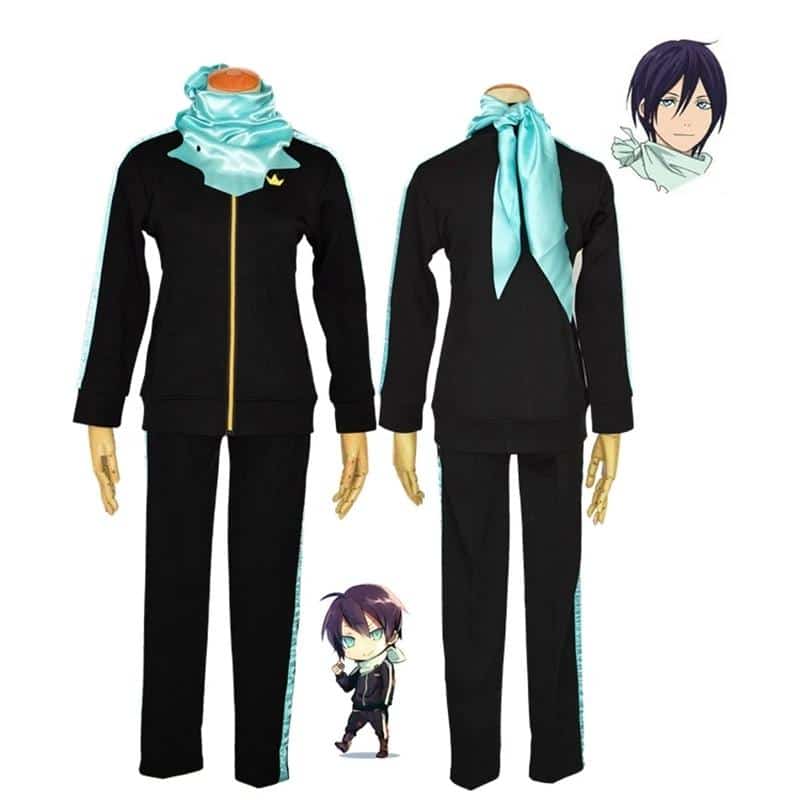 High Quality Anime Noragami Yato cosplay wig and costume Free Shipping(Jackets+Pants+Scarf+Wig)Suit Sportswear Whole Set 1