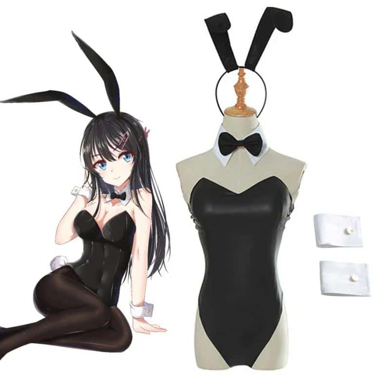 Sexy Cute Bunny Girl Cosplay Jumpsuit Anime Sakurajima Mai Bunny Girl Senpai Cosplay Costume Faux Leather Woman Rabbit Bodysuit 1