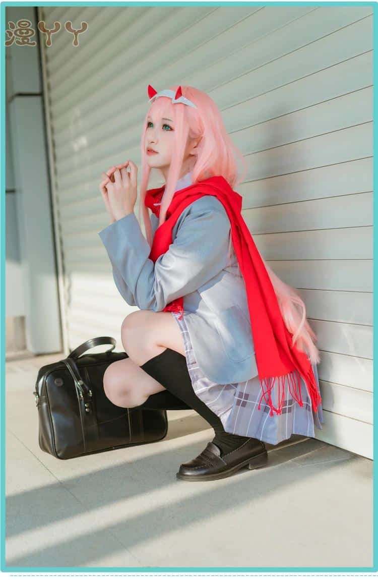 DARLING in the FRANXX Uniform Outfit Suit Anime Code 002 Cosplay Kostüm Halloween Clothes coat+shirt+skirt+tie+scarf+socks 11 3