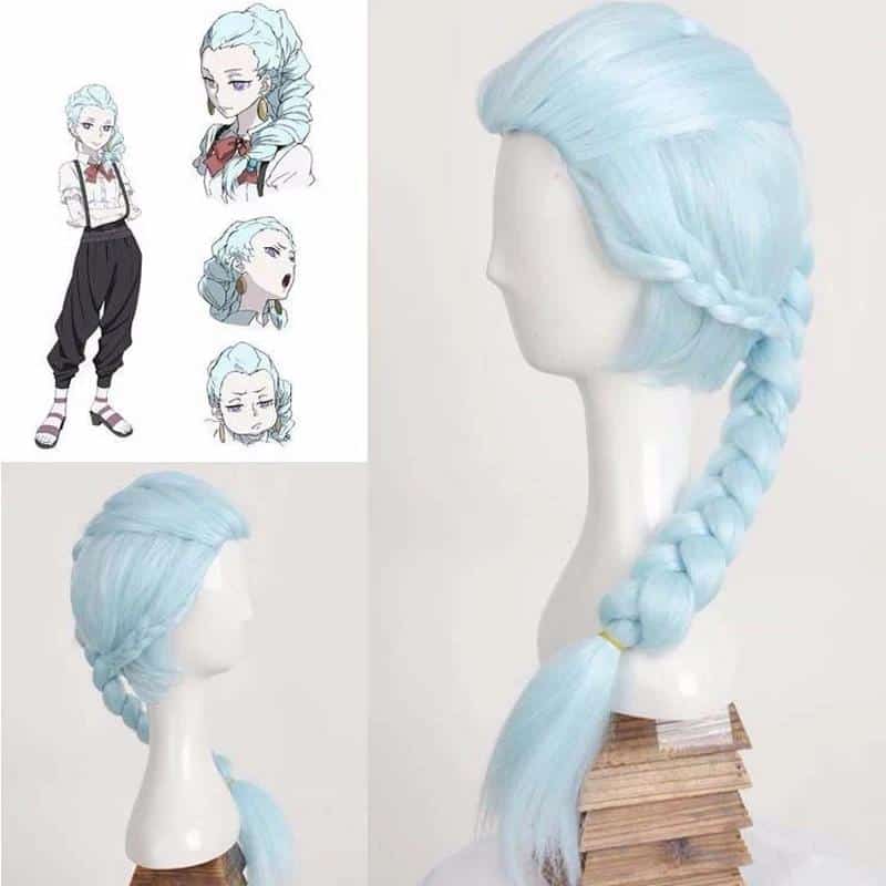 Nona / Death Parade Ice Blue Styled Braid Cosplay Anime Wig + Wig Cap 1