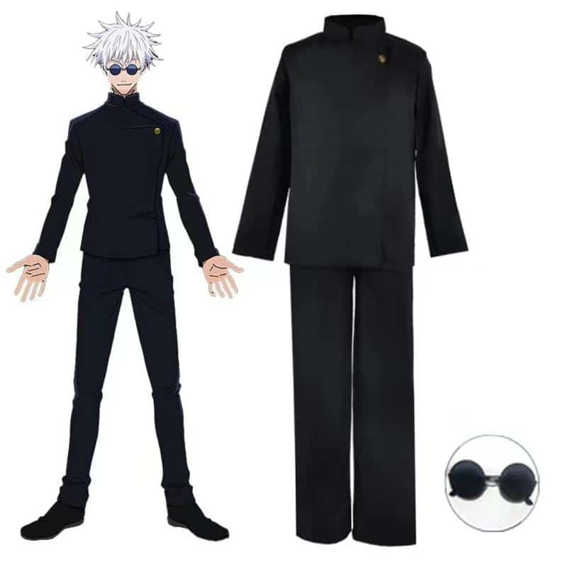 Anime Jujutsu Kaisen Gojo Satoru Cosplay Costume Glasses High School Uniform Wig Suit Halloween Costume Men Adult 1
