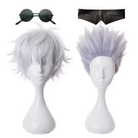 Gojo Satoru Cosplay Wigs Anime Jujutsu Kaisen Gojo Short Heat Resistant Synthetic Hair with Wig Cap Party Wig Without Eye Patch 1