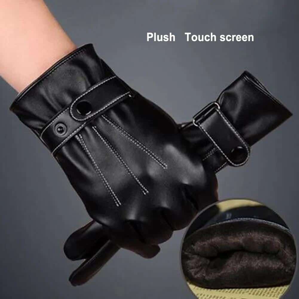 Men Touch Screen Gloves PU Leather Leder Handschuhe 1