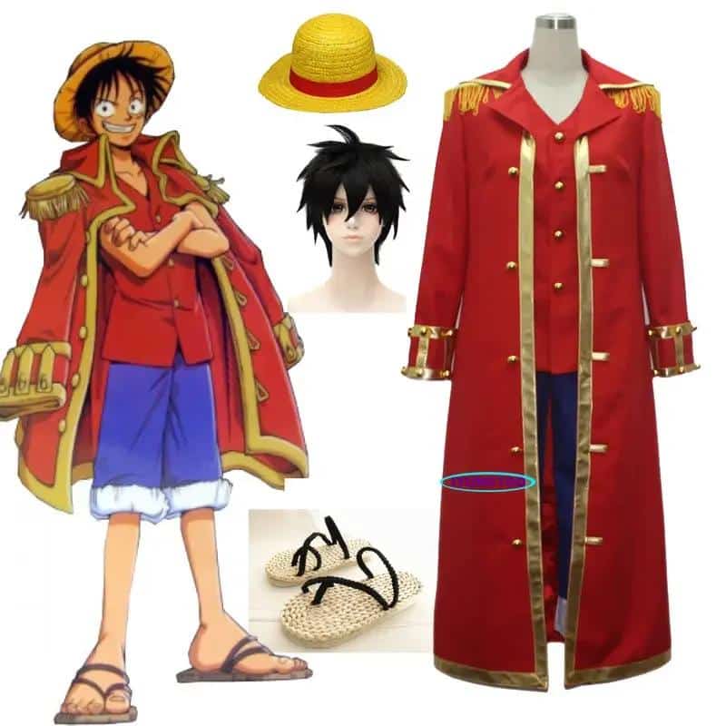 One Piece Monkey D Luffy Cosplay Costume Captain Trench Coat Anime Accessories Luffy Wig or Hat or Shoes Halloween Party 1