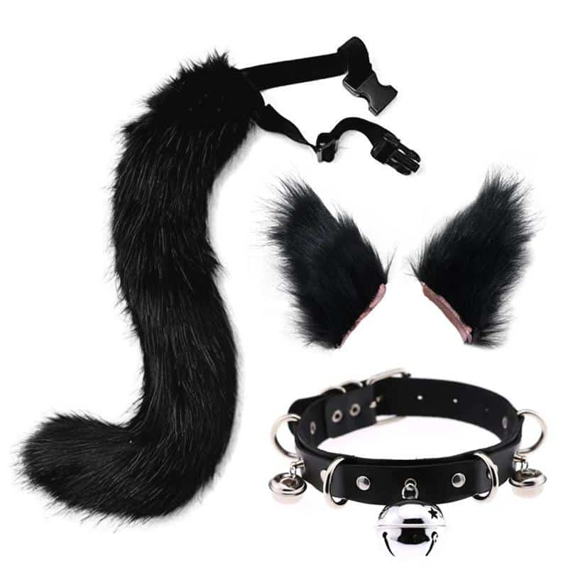 Fox Ears and Tail Set Faux Fur Cat-Foxes Ears Headband With Tail Set 1