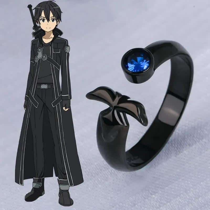 925 Sterling Silver Anime Sword Art Online SAO Alicization Kirigaya Kazuto Kirito Adjustable Finger Ring Cosplay Jewelry Gifts 1