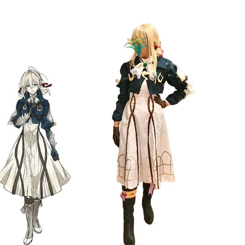 Anime Violet Evergarden Cosplay Costume High Quality Princess Maid Dress Halloween Top Dress Gloves Carnival  For Woman Skirt 1