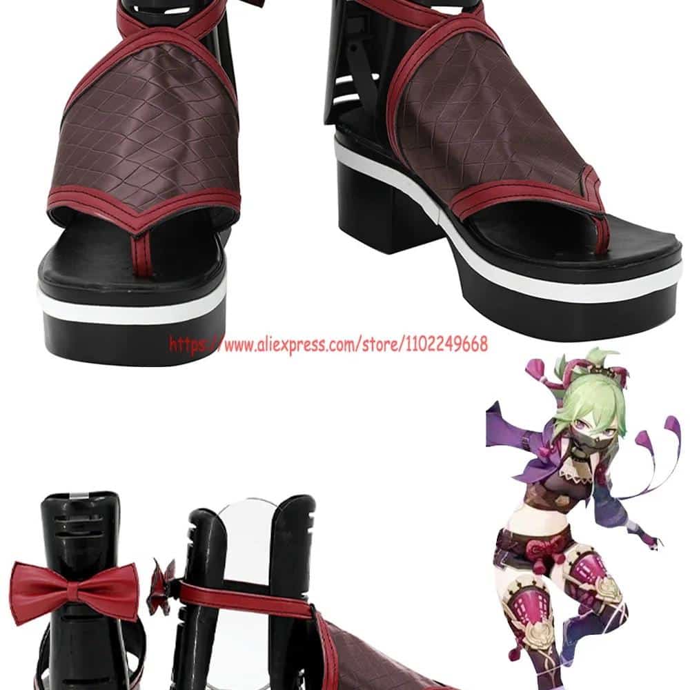 RealCos Kuki Shinobu Cosplay Shoes Women Costume Accessories Game Genshin Impact Disguise Boots Female Halloween Fantasy Props 1