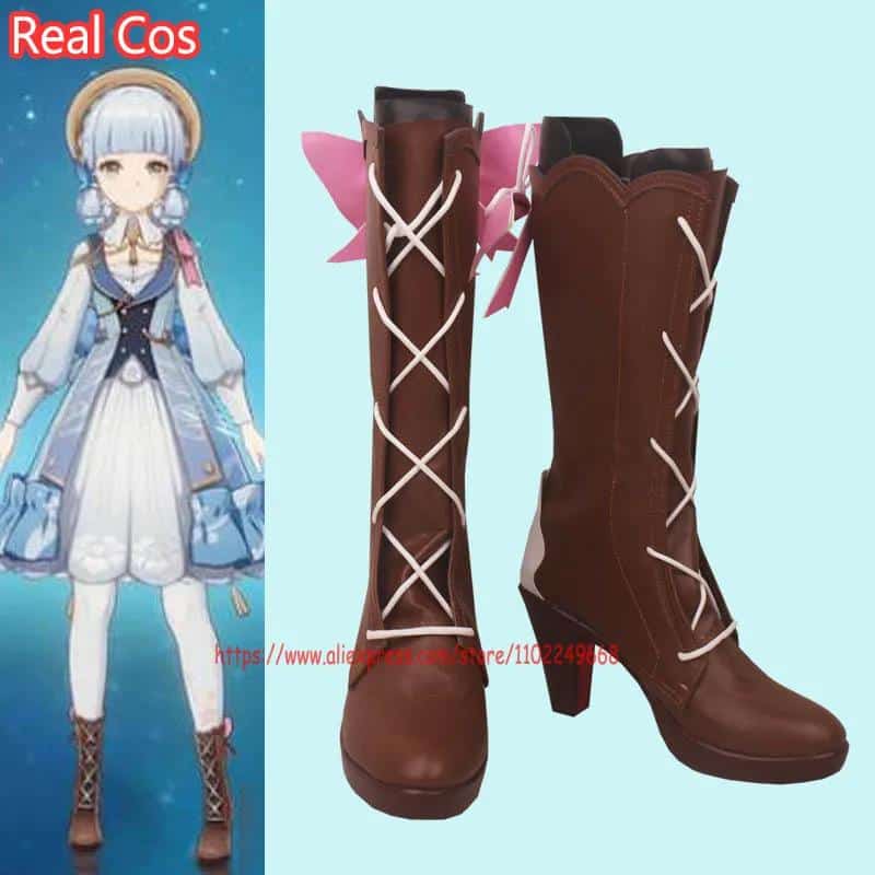 RealCos Genshin Impact Kamisato Ayaka Cosplay Shoes High Boots Halloween Cosplay Costume Accessory 1