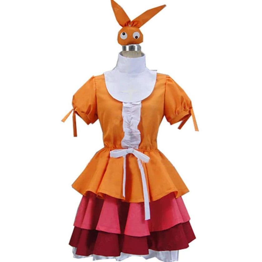 2020 Tsuki Monogatari Ononoki Yotsugi Fluffy Dress Cosplay Costume With Headwear 1