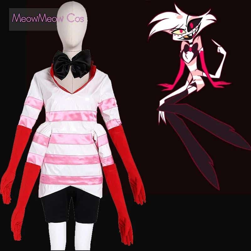 Angel Dust ANGLEDUST Cosplay Kostüm Hazbin Uniform Stripe Suit Demon ...