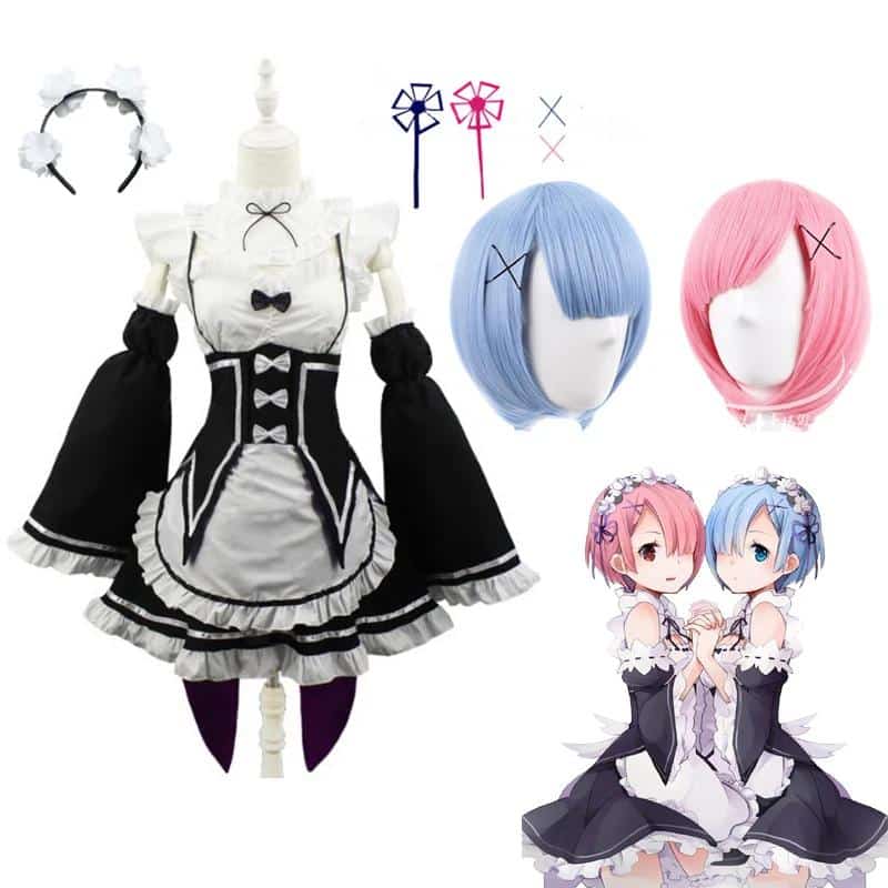 Anime Ram/Rem Cosplay Costume Re Life In A Different World From Zero Black Maid Outfit Halloween Costume Gift 1