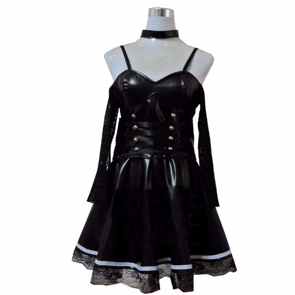 Death Note Misa Amane Imitation Leather Sexy Tube Tops Lace Dress Uniform Outfit Anime Cosplay Costumes 11 1