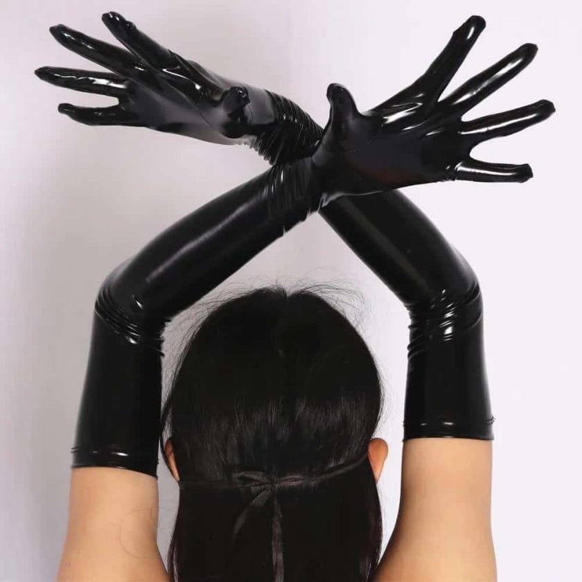 Adult Long Patent Leather Leder Handschuhe lang 1