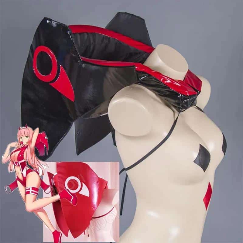 02 DARLING in the FRANXX Anime Cosplay Zero Two Cosplay props cab helmet 02 sexy leather lingeries Black white red Halloween pro 1