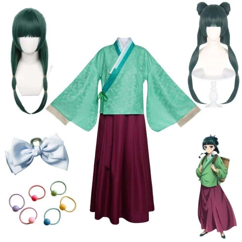 Anime The Apothecary Diaries Maomao Be A Flower Cosplay Costume Wig Dress Skirt Green Top Hairpin Kusuriya No Hitorigoto Suit 1