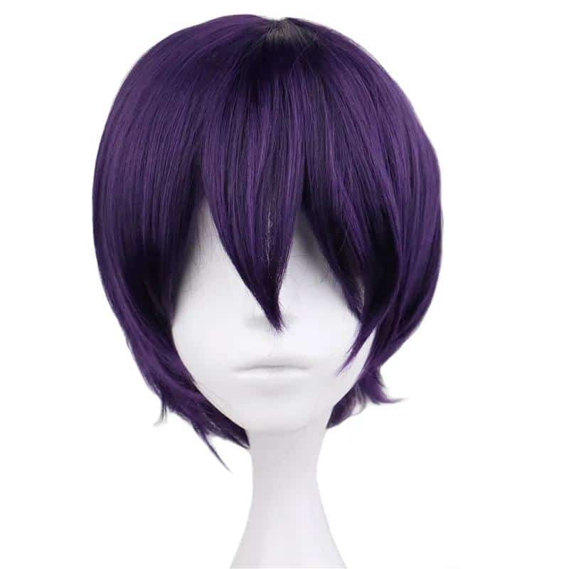 Takasugi Shinsuke Noragami Yato Anime Styled Black Purple Short Synthetic Hair Cosplay Costume Wig + Wig Cap 1