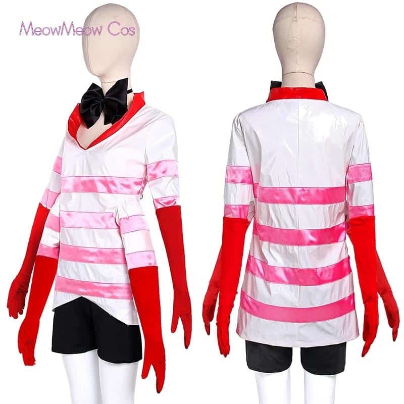 Angel Dust ANGLEDUST Cosplay Costume Hazbin Uniform Stripe Suit Demon Hotel Halloween Carnival Helluva Anime Cosplay Clothes  1