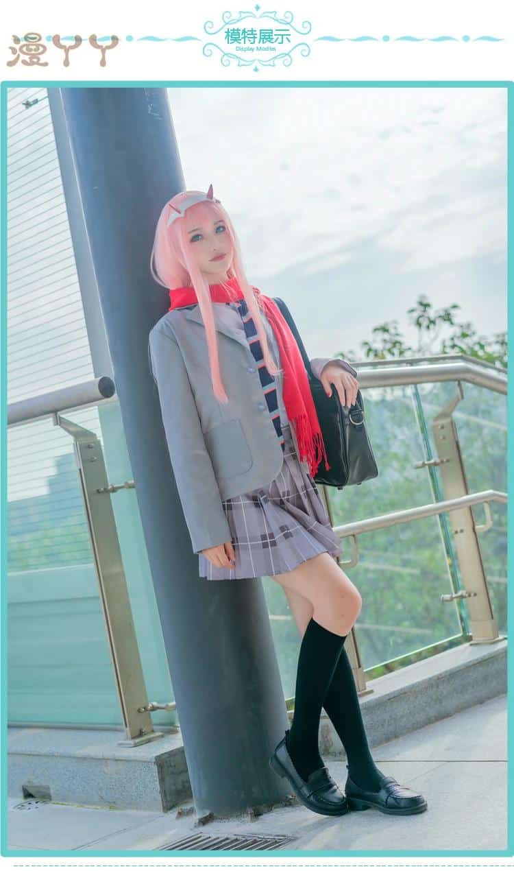 DARLING in the FRANXX Uniform Outfit Suit Anime Code 002 Cosplay Kostüm Halloween Clothes coat+shirt+skirt+tie+scarf+socks 11 4