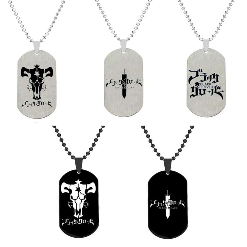Anime Black Clover Necklace Yuno Grinbellor Figure Dog Tag Pendant Necklace Cosplay Jewelry Gift for Fans 1