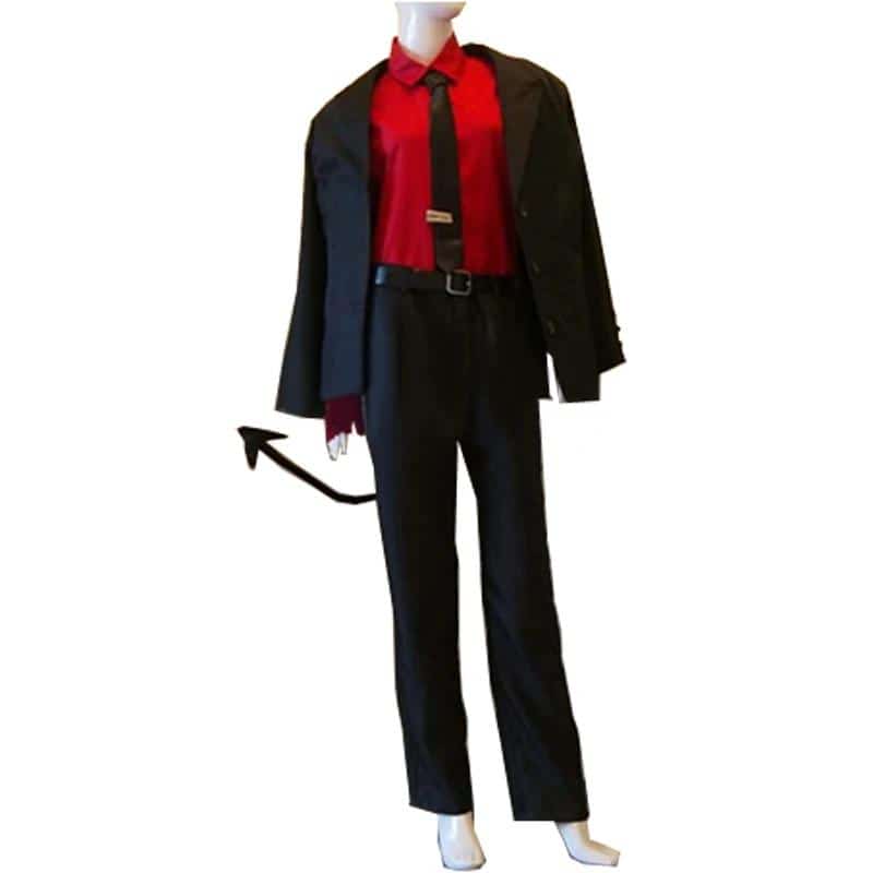 Game Helltaker Lucifer Justice Cosplay Costume Adult Women Men Outfits Burgundy Red Shirt Pants Jacket Gloves Tail Hallowe 1